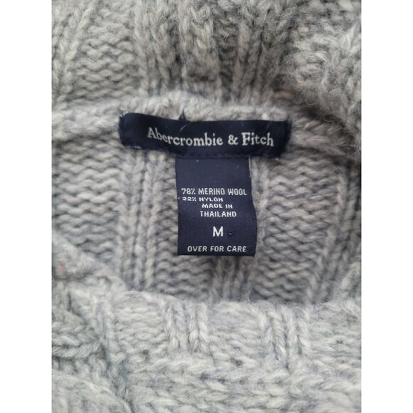 Y2K Abercrombie & Fitch Merino Wool Knit Hooded Pocket Sweater M Preppy Fitted - Picture 6 of 9